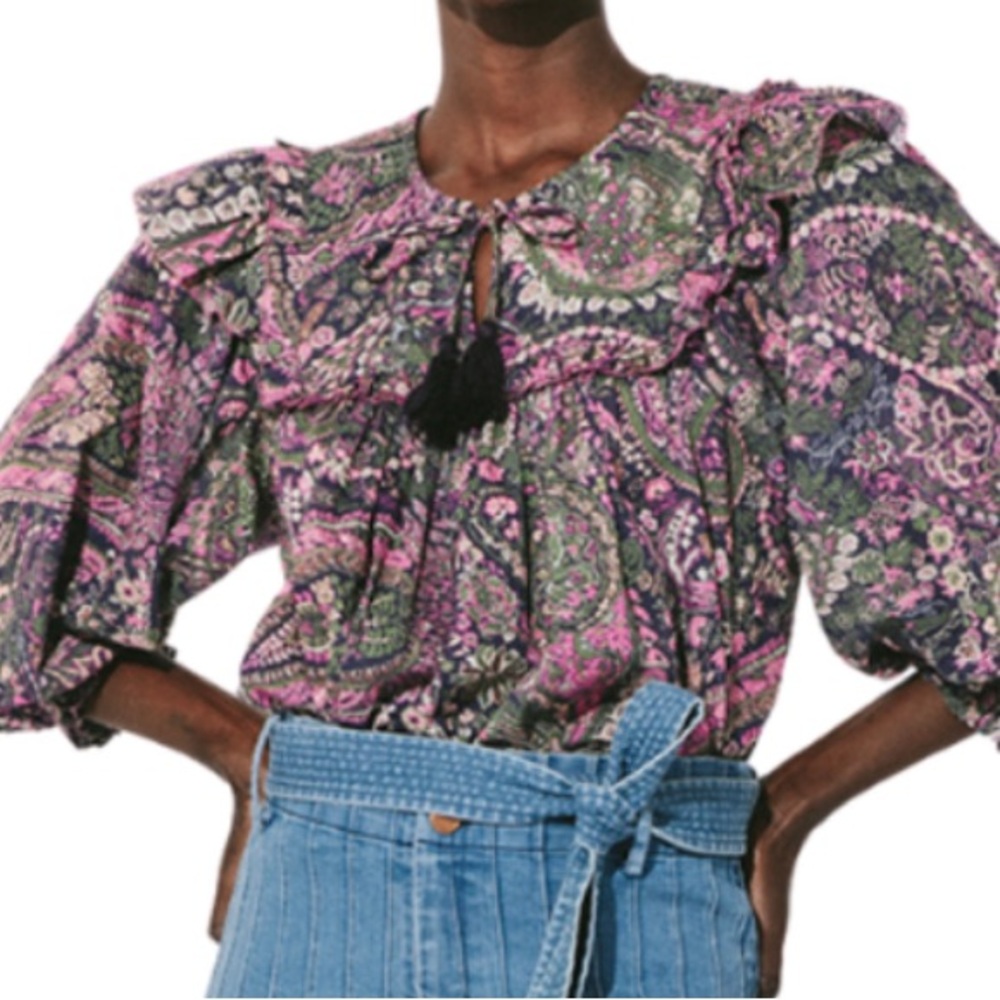Cleobella Ainsley Paisley Blouse - Purple and Green